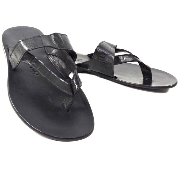 GOODMAN ?? MEN\'S BLACK LEATHER FLAT COMFORT SUMMER SANDALS main image 4